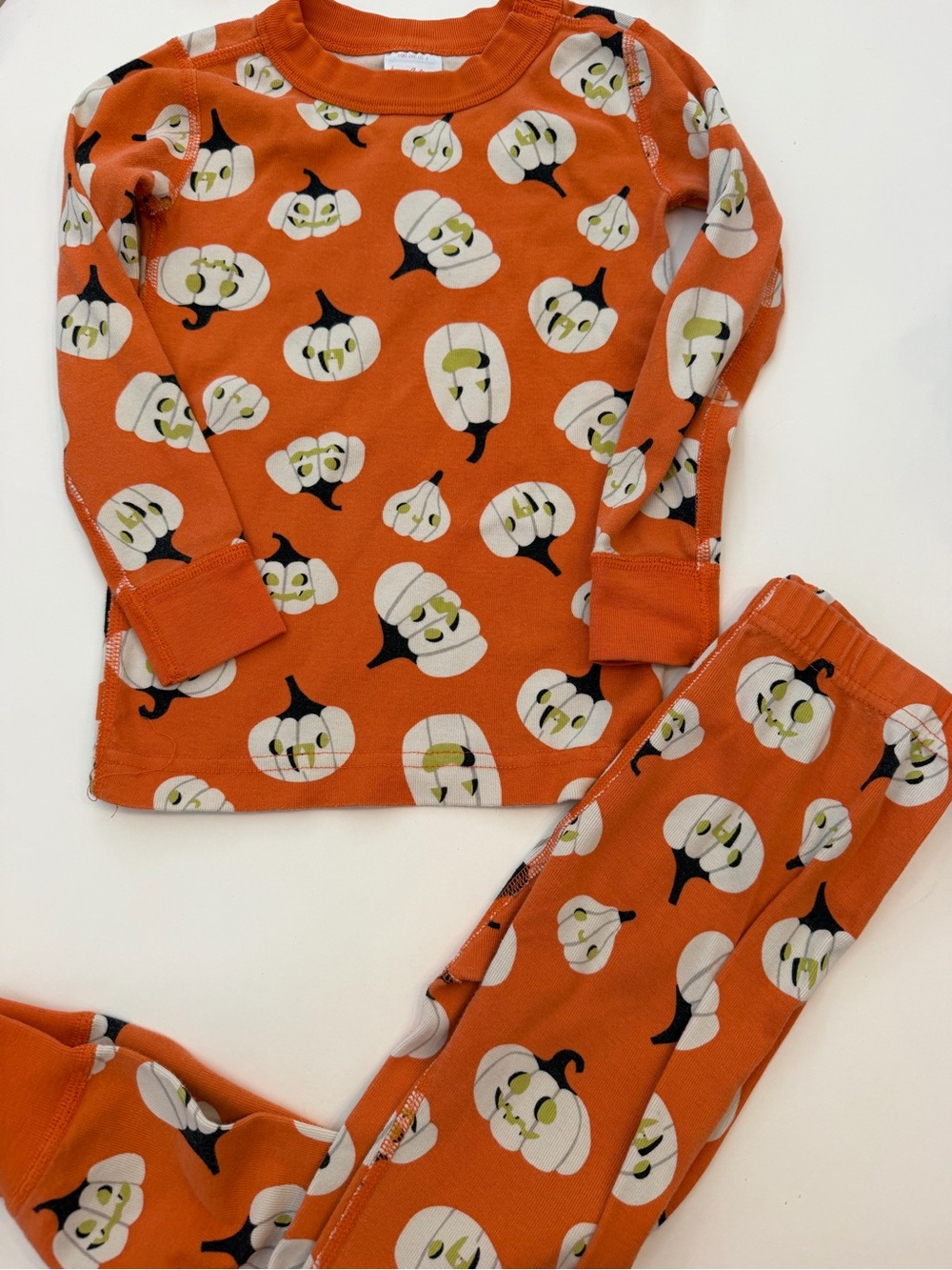 Hanna Andersson Kids Orange Pumpkin Print Pajama Set size 100